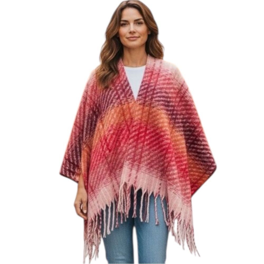 Cato Prism Pink Balayage Super Soft Poncho/Cape One Size New